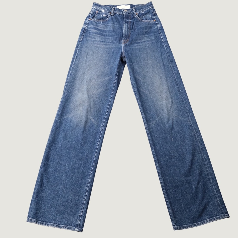 Mother Denim Wide Leg High Waisted Jeans 24 Blue Distressed Made in USA